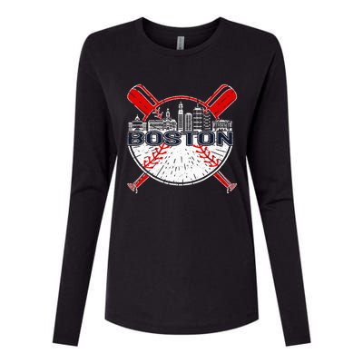 Boston Baseball For And Women Womens Cotton Relaxed Long Sleeve T-Shirt