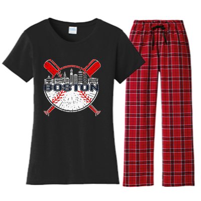 Boston Baseball For And Women Women's Flannel Pajama Set