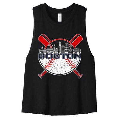 Boston Baseball For And Women Women's Racerback Cropped Tank