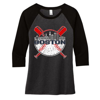 Boston Baseball For And Women Women's Tri-Blend 3/4-Sleeve Raglan Shirt