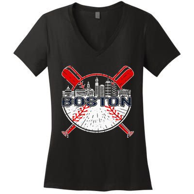 Boston Baseball For And Women Women's V-Neck T-Shirt