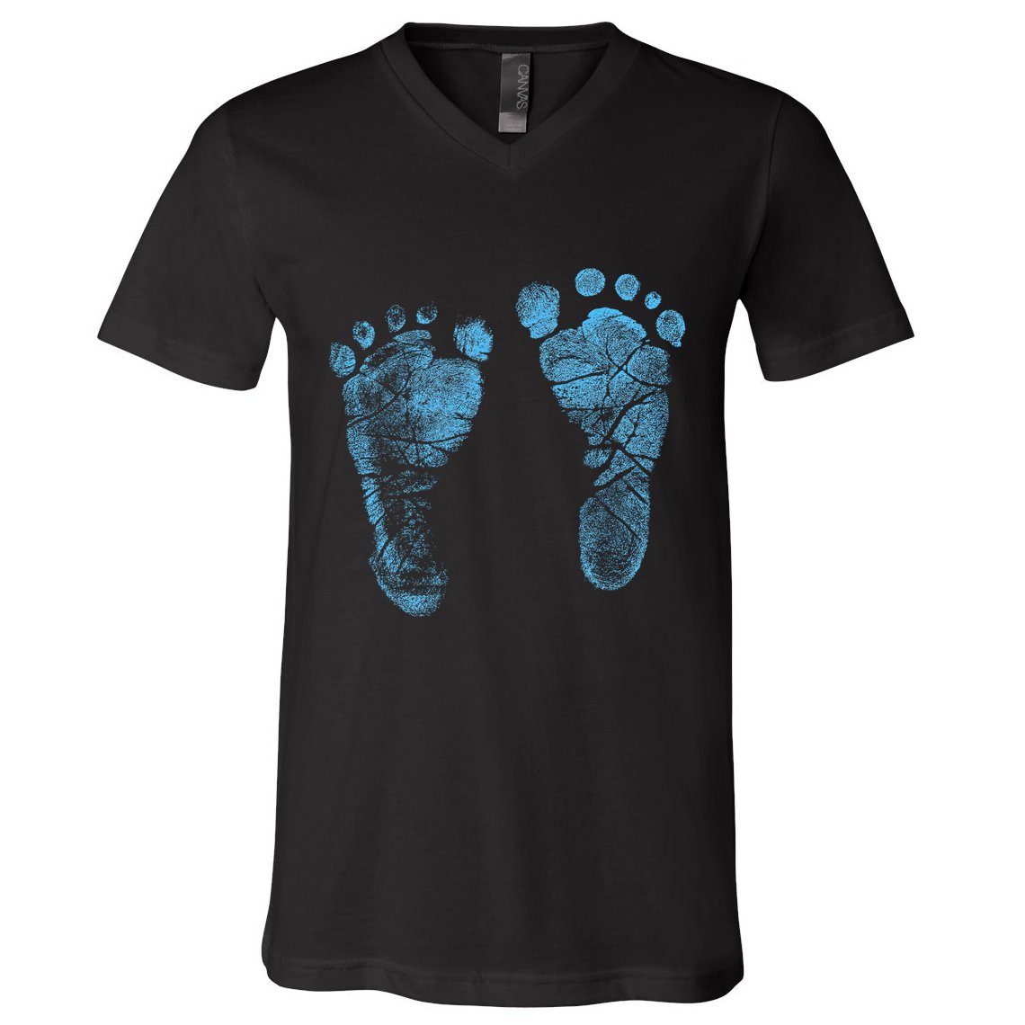 Blue Baby Footprints. Adorable Baby Feet Perfect For New Baby Boy V-Neck T-Shirt