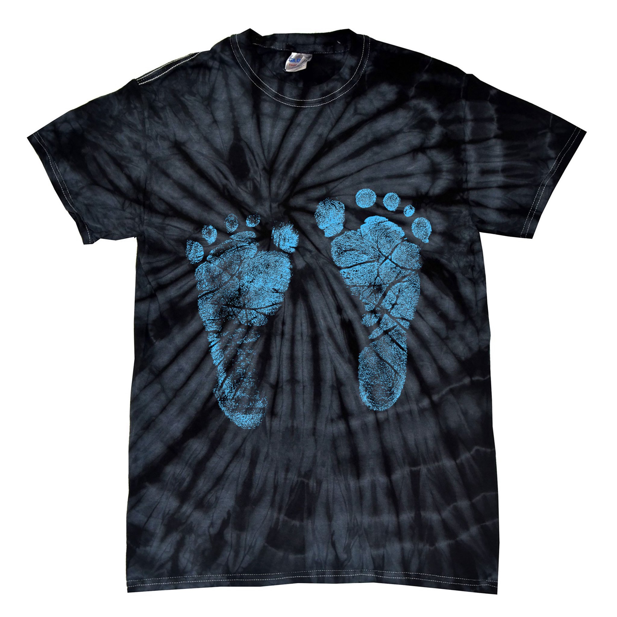 Blue Baby Footprints. Adorable Baby Feet Perfect For New Baby Boy Tie-Dye T-Shirt