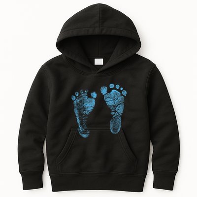 Blue Baby Footprints. Adorable Baby Feet Perfect For New Baby Boy Kids Hoodie