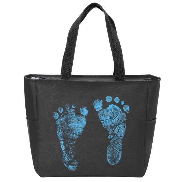 Blue Baby Footprints. Adorable Baby Feet Perfect For New Baby Boy Zip Tote Bag