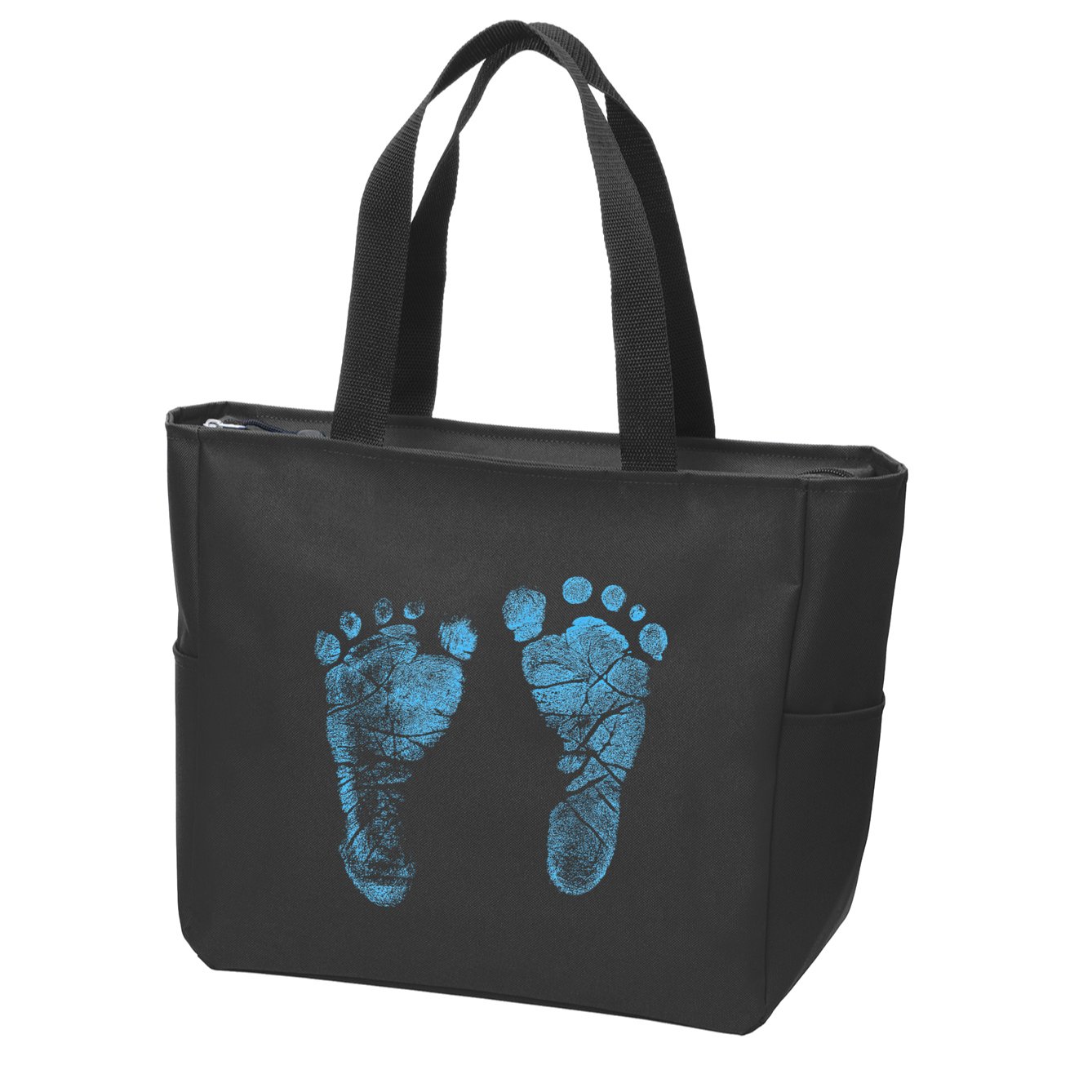 Blue Baby Footprints. Adorable Baby Feet Perfect For New Baby Boy Zip Tote Bag