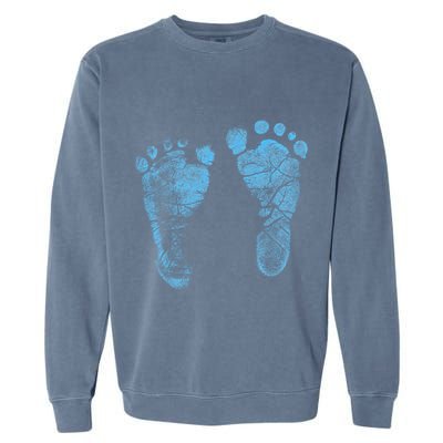 Blue Baby Footprints. Adorable Baby Feet Perfect For New Baby Boy Garment-Dyed Sweatshirt