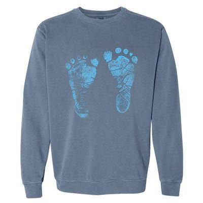 Blue Baby Footprints. Adorable Baby Feet Perfect For New Baby Boy Garment-Dyed Sweatshirt