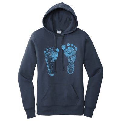 Blue Baby Footprints. Adorable Baby Feet Perfect For New Baby Boy Women's Pullover Hoodie