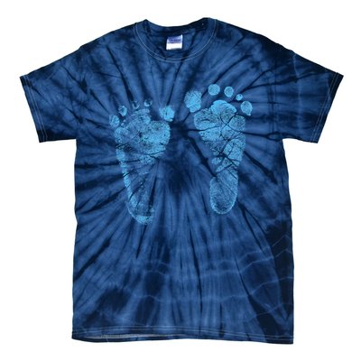 Blue Baby Footprints. Adorable Baby Feet Perfect For New Baby Boy Tie-Dye T-Shirt