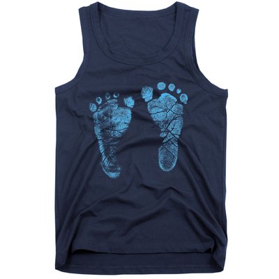 Blue Baby Footprints. Adorable Baby Feet Perfect For New Baby Boy Tank Top