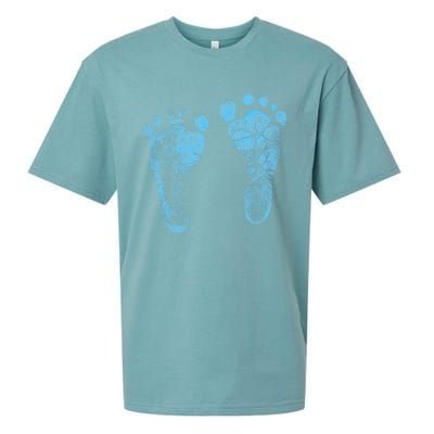 Blue Baby Footprints. Adorable Baby Feet Perfect For New Baby Boy Sueded Cloud Jersey T-Shirt