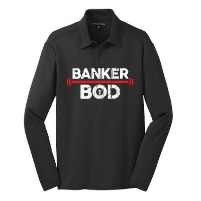 Banker Bod Funny Banking Gift Exercise Gym Weightlifting Gift Silk Touch Performance Long Sleeve Polo