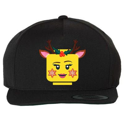 Block Building Figure Reindeer Christmas Master Builder   Wool Snapback Cap