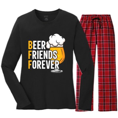 BFF Beer Friends Forever Happy Oktoberfest Women's Long Sleeve Flannel Pajama Set 