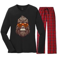 Bigfoot Birthday for Cool Striped Animal Theme Party Women's Long Sleeve Flannel Pajama Set 