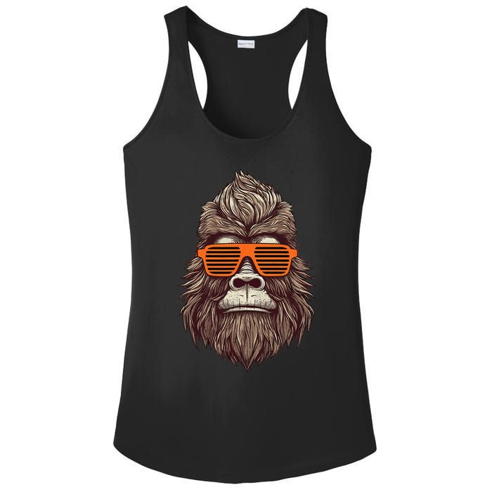 Bigfoot Birthday for Cool Striped Animal Theme Party Ladies PosiCharge Competitor Racerback Tank