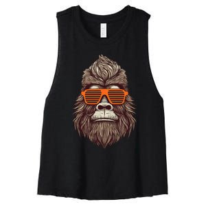 Bigfoot Birthday for Cool Striped Animal Theme Party Women's Racerback Cropped Tank