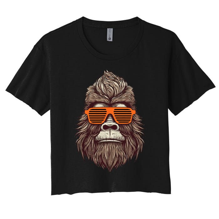 Bigfoot Birthday for Cool Striped Animal Theme Party Women's Crop Top Tee