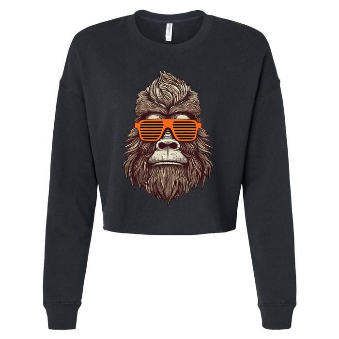 Bigfoot Birthday for Cool Striped Animal Theme Party Cropped Pullover Crew