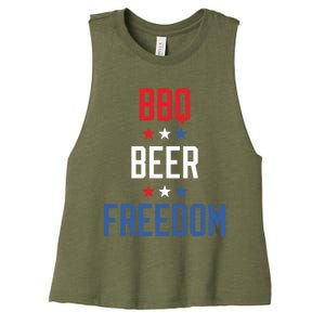 Bbq Beer Freedom Fourth Of July Independence Day Barbecue Cool Gift Women's Racerback Cropped Tank