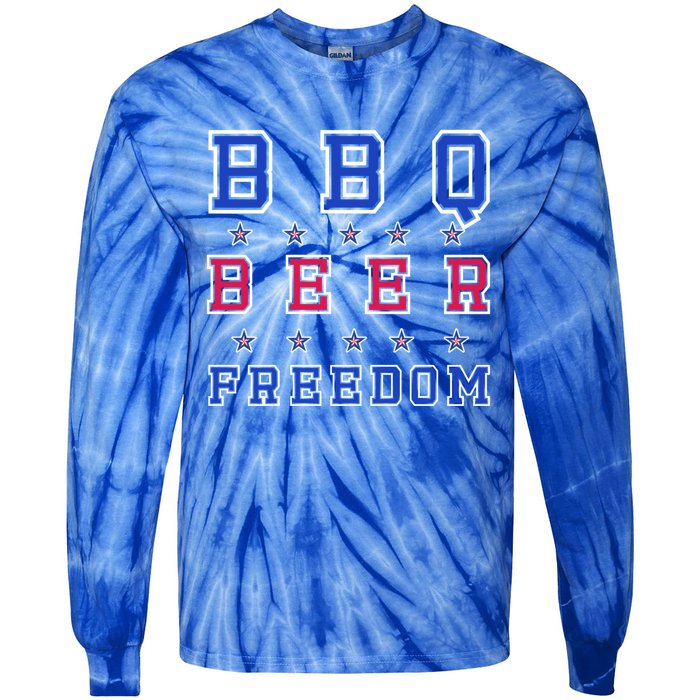 Bbq Beer Freedom Gift Tie-Dye Long Sleeve Shirt