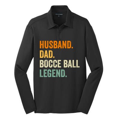 Bocce Ball Funny Husband Dad Legend Vintage FatherS Day Meaningful Gift Silk Touch Performance Long Sleeve Polo