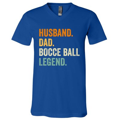 Bocce Ball Funny Husband Dad Legend Vintage FatherS Day Meaningful Gift V-Neck T-Shirt