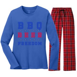 Bbq Beer Freedom Gift Women's Long Sleeve Flannel Pajama Set 