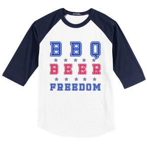 Bbq Beer Freedom Gift Baseball Sleeve Shirt