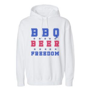 Bbq Beer Freedom Gift Garment-Dyed Fleece Hoodie