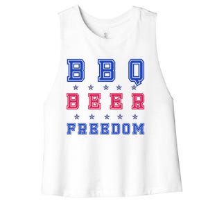 Bbq Beer Freedom Gift Women's Racerback Cropped Tank