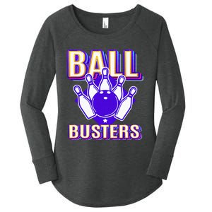 Ball Busters Funny Bowling Design Bowling League Women's Perfect Tri Tunic Long Sleeve Shirt