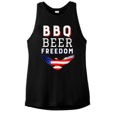 Bbq Beer Freedom 2020 Proud American Usa America Meaningful Gift Ladies PosiCharge Tri-Blend Wicking Tank