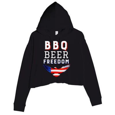 Bbq Beer Freedom 2020 Proud American Usa America Meaningful Gift Crop Fleece Hoodie