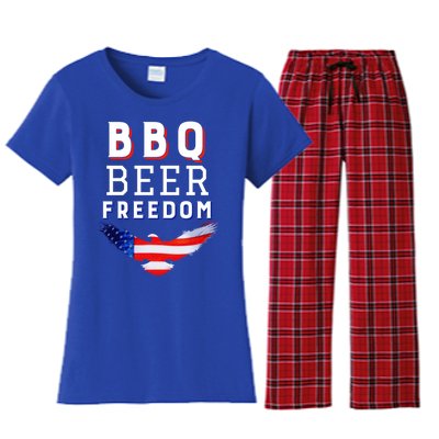 Bbq Beer Freedom 2020 Proud American Usa America Meaningful Gift Women's Flannel Pajama Set