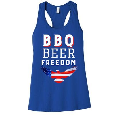 Bbq Beer Freedom 2020 Proud American Usa America Meaningful Gift Women's Racerback Tank