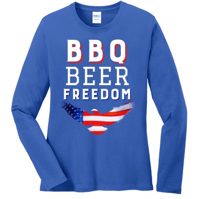 Bbq Beer Freedom 2020 Proud American Usa America Meaningful Gift Ladies Long Sleeve Shirt