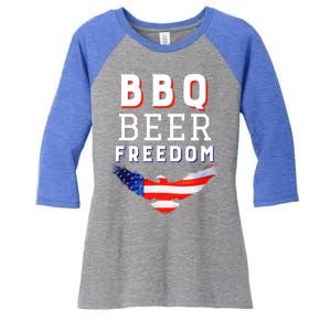 Bbq Beer Freedom 2020 Proud American Usa America Meaningful Gift Women's Tri-Blend 3/4-Sleeve Raglan Shirt