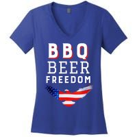 Bbq Beer Freedom 2020 Proud American Usa America Meaningful Gift Women's V-Neck T-Shirt