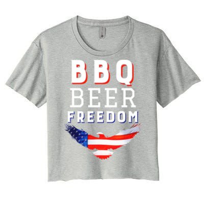 Bbq Beer Freedom 2020 Proud American Usa America Meaningful Gift Women's Crop Top Tee