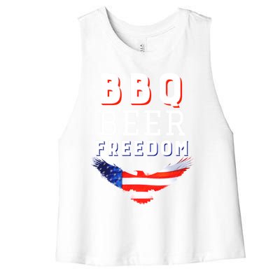 Bbq Beer Freedom 2020 Proud American Usa America Meaningful Gift Women's Racerback Cropped Tank