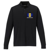 Barbadian Barbados Flag Performance Long Sleeve Polo