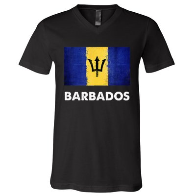 Barbadian Barbados Flag V-Neck T-Shirt