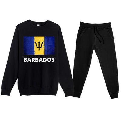 Barbadian Barbados Flag Premium Crewneck Sweatsuit Set