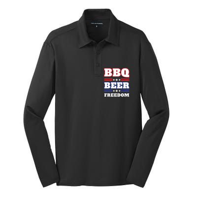 Bbq Beer Freedom 2020 Proud Gift Silk Touch Performance Long Sleeve Polo