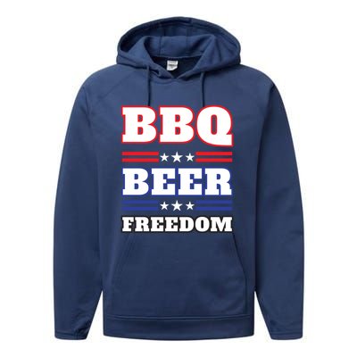 Bbq Beer Freedom 2020 Proud Gift Performance Fleece Hoodie