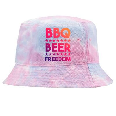 Bbq Beer Freedom 4th Of July Summer Party Gift America Usa Gift Tie-Dyed Bucket Hat