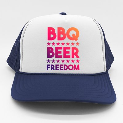 Bbq Beer Freedom 4th Of July Summer Party Gift America Usa Gift Trucker Hat