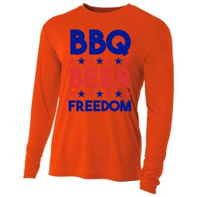 Bbq Beer Freedom 4th Of July Summer Party Gift America Usa Great Gift Cooling Performance Long Sleeve Crew